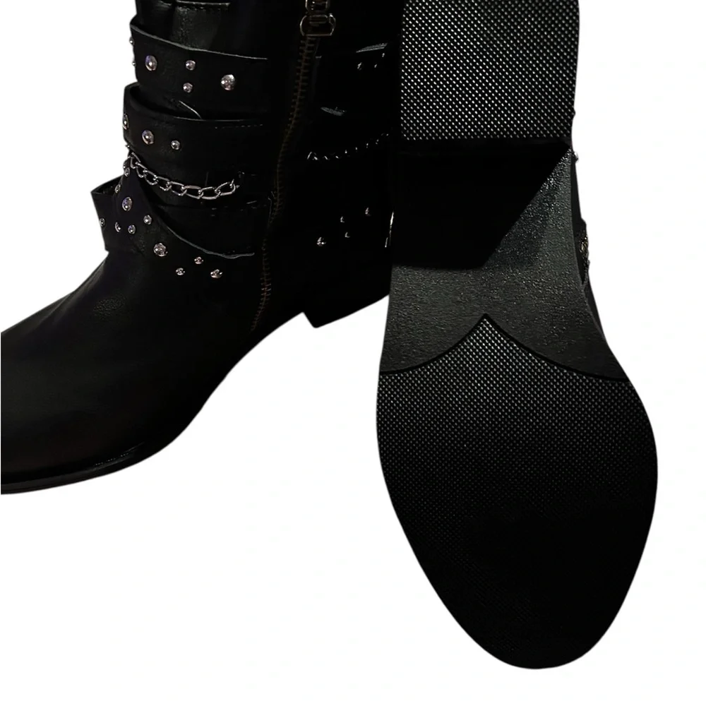 Black Studded Ankle Boots - Picture 2 of 4